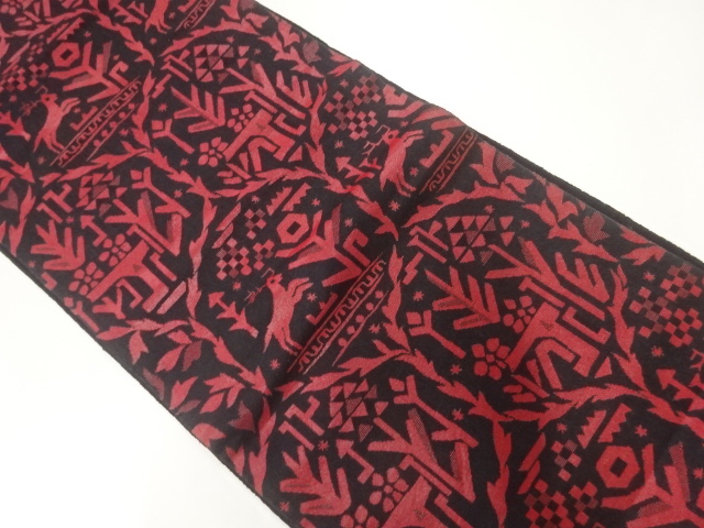 アンティーク　鹿に樹木模様織出し袋帯（材料）